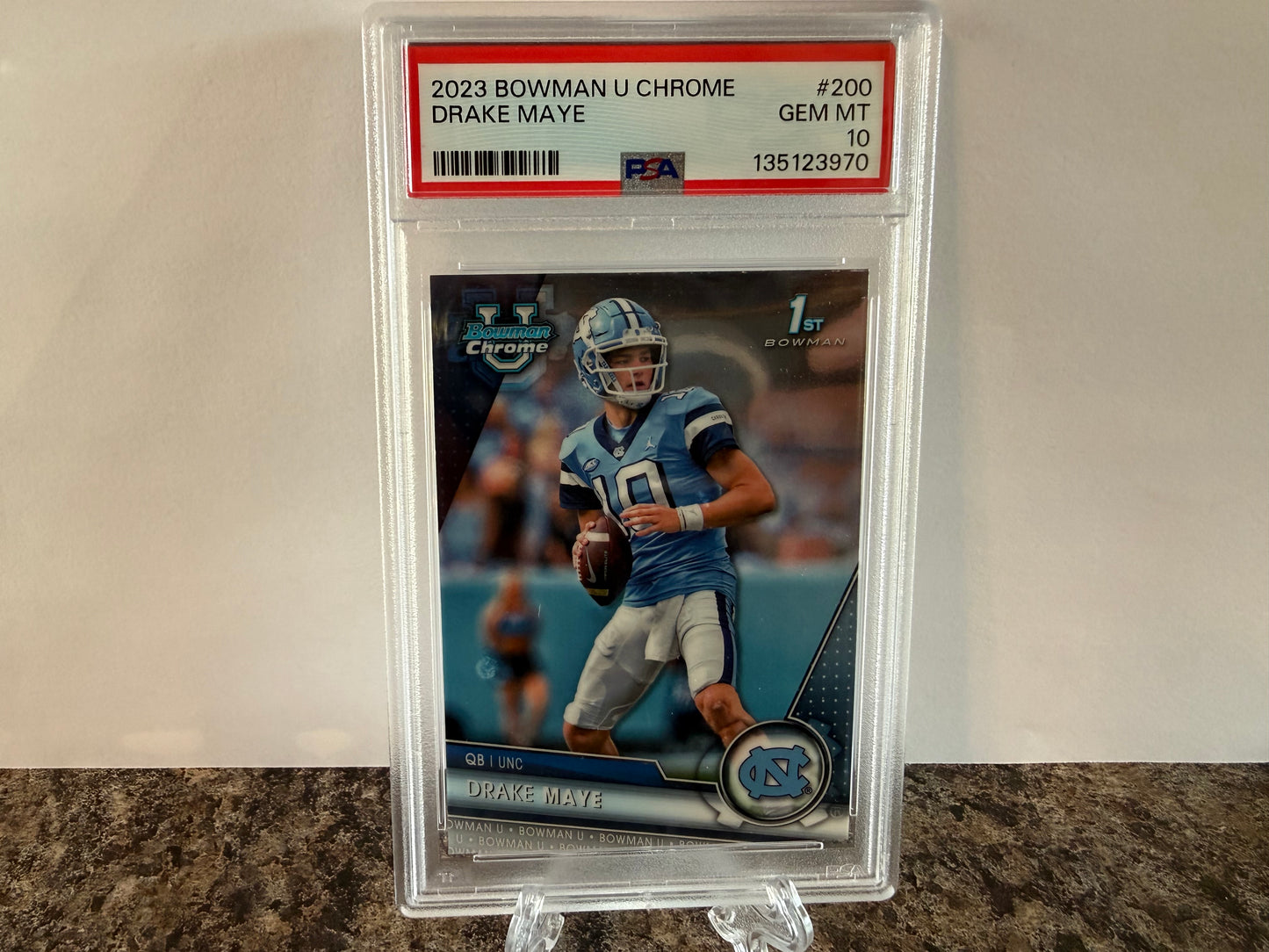 Drake Maye 1st Bowman PSA 10 Gem Mint 2023 Bowman Chrome U 200