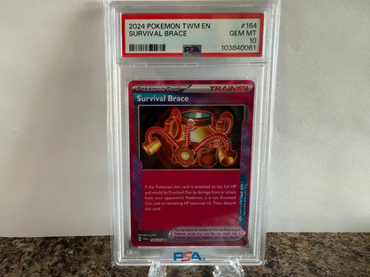 Survival Brace Ace Spec PSA 10 Gem Mint 2024 Pokémon Twilight Masquerade 164