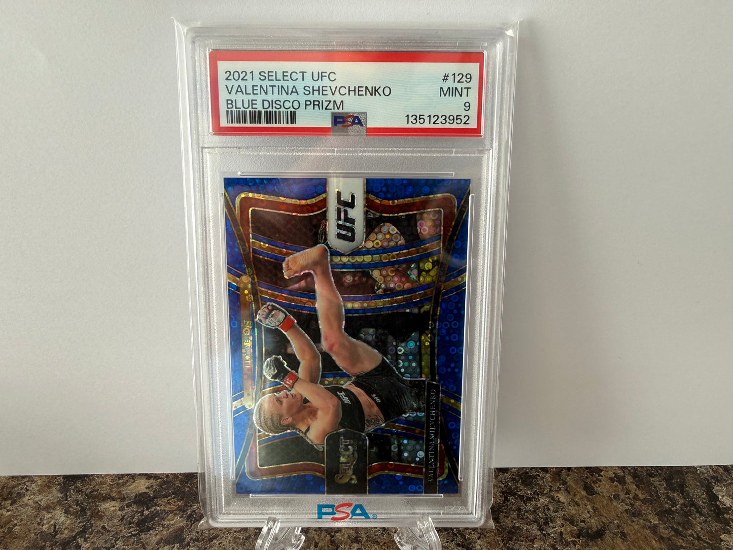Valentina Shevchenko /99 Blue Disco Prizm PSA 9 Mint 2021 Panini Select UFC