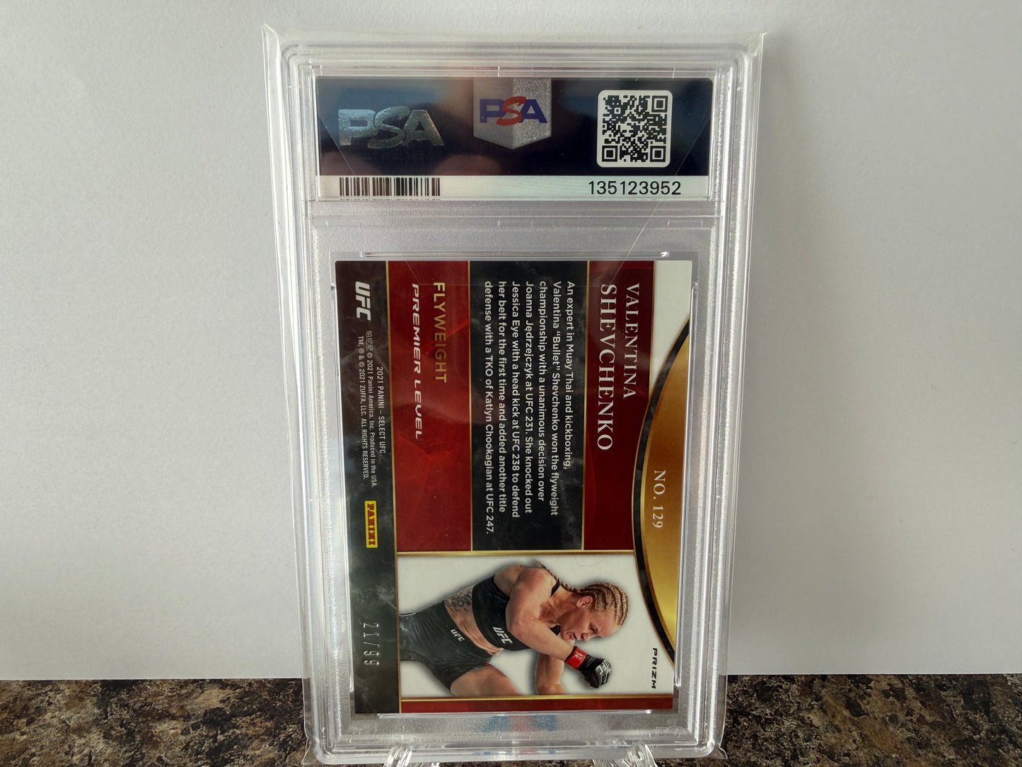 Valentina Shevchenko /99 Blue Disco Prizm PSA 9 Mint 2021 Panini Select UFC
